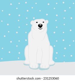 A polar bear in snow background - Vector