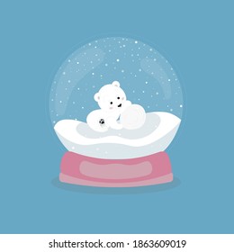 polar bear in snow ball