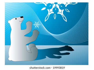 polar bear with snowflake and blend behind