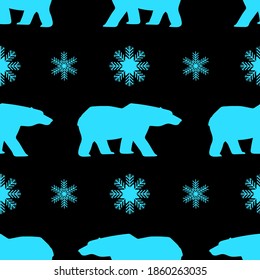 osos polares y copos de nieve, patrón sin soldadura, ilustración vectorial