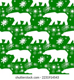 Polar bear and snowflakes, seamless pattern, vector illustration