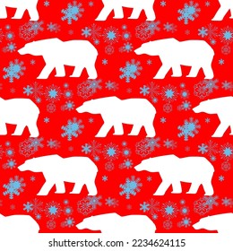 Polar bear and snowflakes, seamless pattern, vector illustration