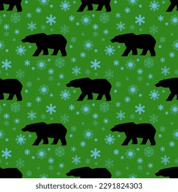 Eisbär und Schneeflocken, nahtloses Muster, Vektorgrafik