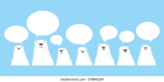 Polar Bear speech bubble message doodle illustration white