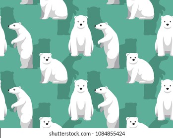 Polar Bear Standing Cute Cartoon Background Seamless Wallpaper