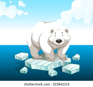 Polar bear standing on iceberg illustration
