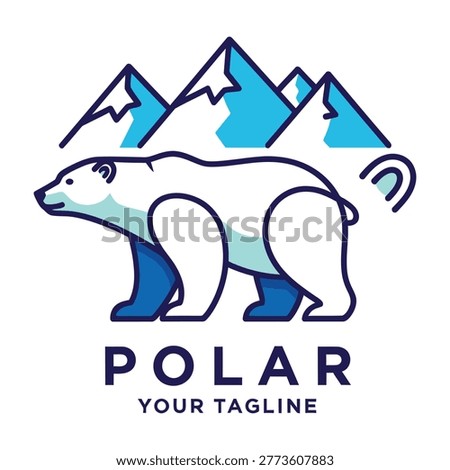 A polar bear stands proudly in front of a majestic mountain range, symbolizing strength and resilience in a breathtaking natural setting, perfect for wildlife and nature-themed projects.