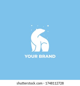 Polar bear star logo design template