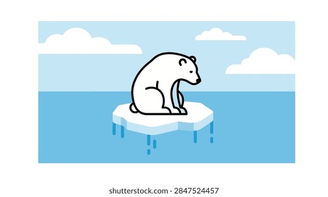 Polar Bear Stranded on Tiny Melting Ice Floe