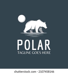Polar bear and sun design logo template