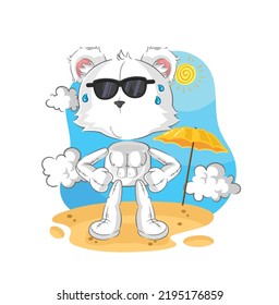 the polar bear sunbathing in summer. character vector