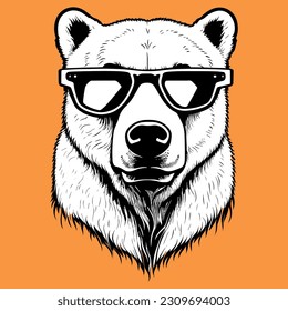 Polar bear in sunglasses. Logo vector illustration. Drawing for a tattoo. T-shirt. Summertime