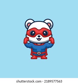 Polar Bear Super Hero Cute Creative Kawaii Cartoon Mascot Logo