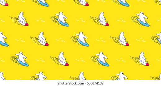 Polar Bear. surf icon. ocean wave. vector illustration doodle seamless pattern wallpaper background