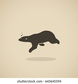 Polar bear swimming - vector illustration