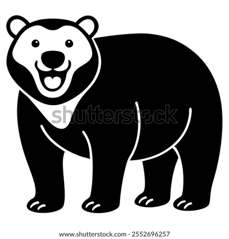 A polar bear symbol smiling shilliouet vector on a white background