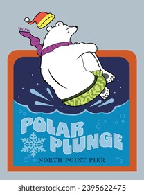 A polar bear takes a plunge.