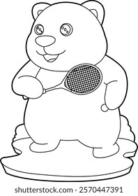 Polar bear Tennis Tennis racket Animal Vector Graphic Art Illustration