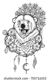 Polar bear totem tattoo. Vector illustration.