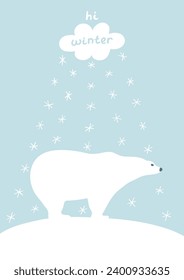 Polar bear under the snow