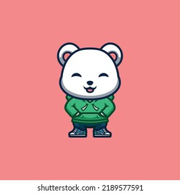 Polar Bear Urban Cute Creative Kawaii Cartoon Mascot Logo