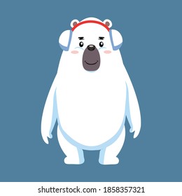 Polar bear using winter outfit illustration design