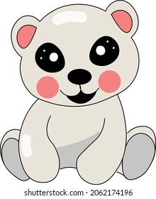 Polar bear, vector cute , cartoon illustration isolated on bright background. Concept for logo, cards, print