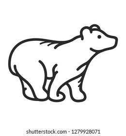 Polar bear. Vector flat outline icon illustration isolated on white background.