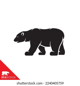 Icono de glifo vector de oso polar. Símbolo de especie en peligro de extinción.