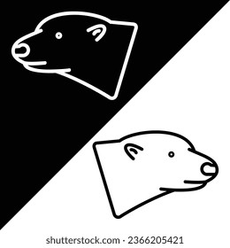 Polar bear Vector Icon, Lineal style icon, from Animal Head icons collection, isolated on Black and white Background.