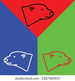 Polar bear Vector Icon, Lineal style icon, from Animal Head icons collection, isolated on Red, Blue and Green Background.