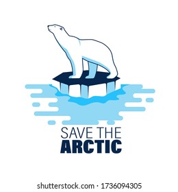 Icono del vector del oso polar en una zona de hielo