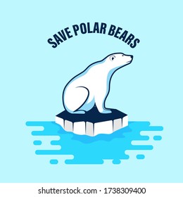 Polar bear vector icon on an ice floe