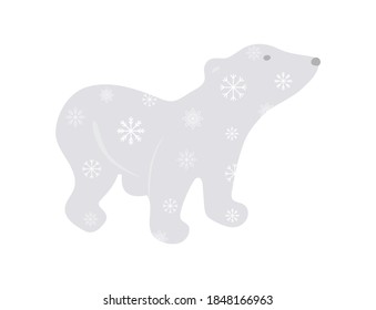 Vektorgrafik des Polarbären mit Schneeflocken