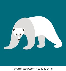 polar bear , vector illustration , flat style ,front view