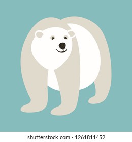 polar bear , vector illustration , flat style ,front view