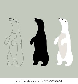 polar bear, vector illustration, flat style,set, silhouette