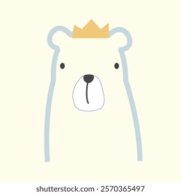 Polar bear vector illustration in flat style. North Pole, Arctic animal icon. Winter animal.