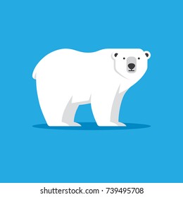 Polar bear vector illustration in flat style. North Pole, Arctic animal icon. Winter, zoo logo design element.