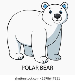 Polar bear vector illustration isolated on white background in cartoon style.