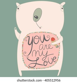 Polar bear. Vector illustration. You are my love