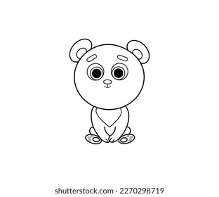 Polar bear vector isolated outline icon. Polar bear animal vector icon. Polar bear icon 