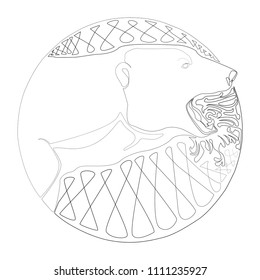 Polar bear vector line art