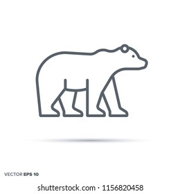 Icono de línea de vector del oso polar. El cambio climático y el símbolo de la vida salvaje ártica.
