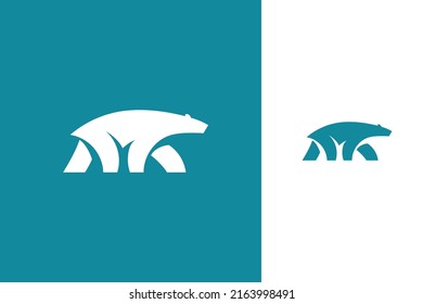 polar bear vector logo design in silhouette style