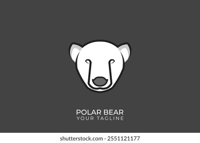 Logotipo del Vector del oso polar, logotipo de la silueta del oso polar con diseño simple, logotipo de la línea del oso polar.