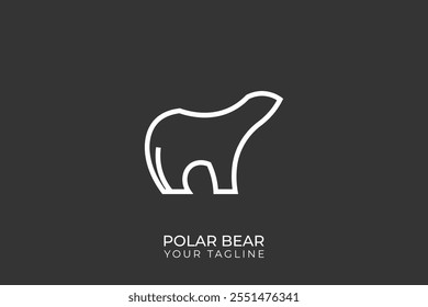 Polar bear vector logo, polar bear silhouette logo with simple design, polar bear line logo.