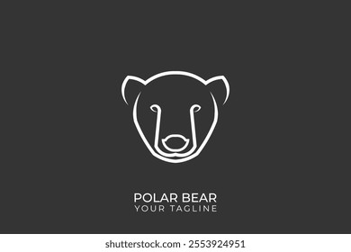 Polar bear vector logo, polar bear silhouette logo with simple design, polar bear line logo.