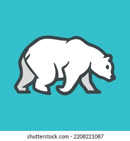 polar bear vector, simple white animal logo