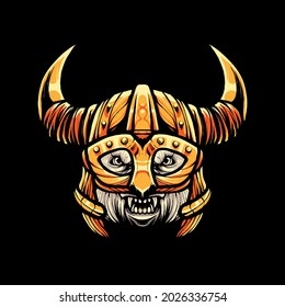 Polar bear Viking Illustration, modern cartoony style suitable for t shirt or print products